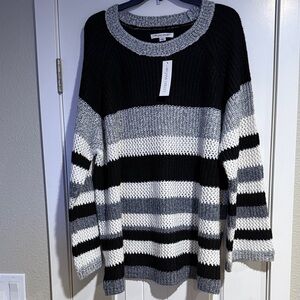 99 Jane Street Black, Gray, and White Striped Sweater